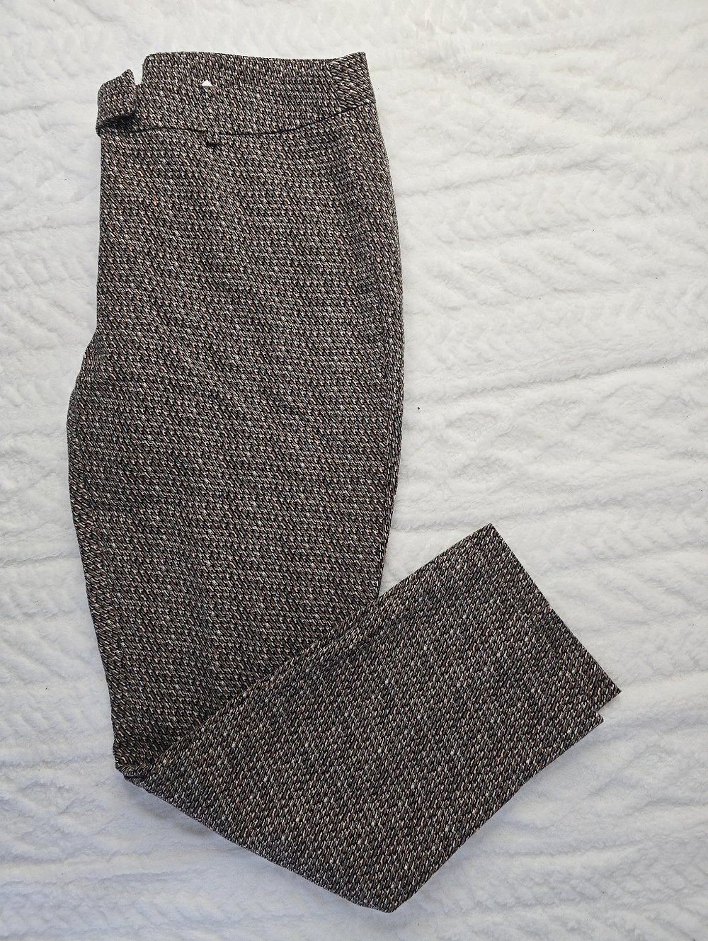 Kenar Geometric Print Pants Brown Mid Rise Ankle Tapered Leg Career Trouser 8